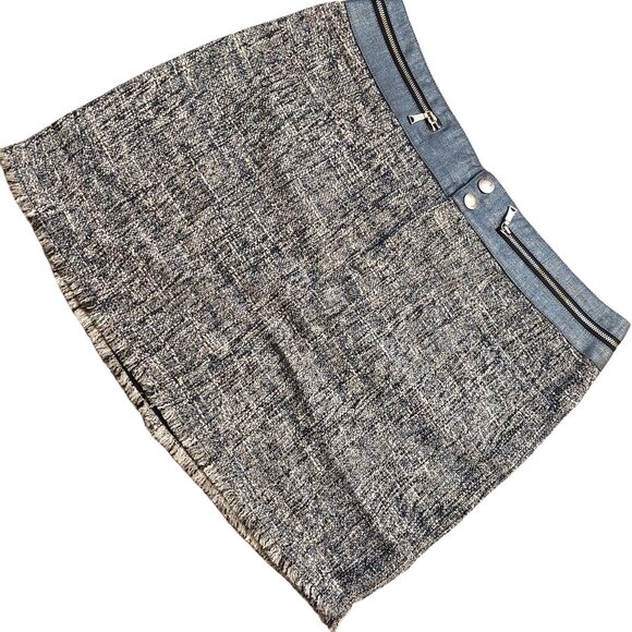 Richmond Light & Dark Blue Tweed Mini Skirt w/ Zipper Waist Band Sz 42 NWT - Picture 5 of 12
